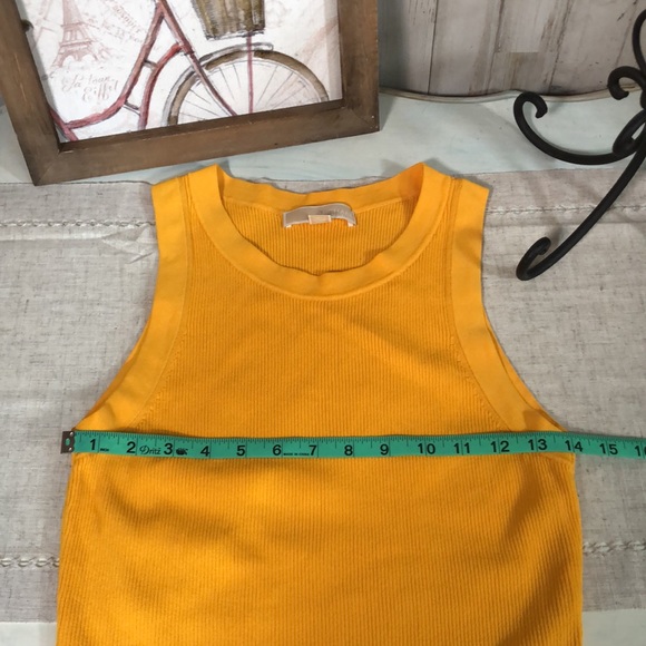 Michael Kors Ultra Stretch Dressy Tank Top in Taxi Cab Yellow Size Large - Picture 8 of 8